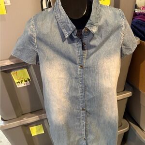 Denim Short Sleeve Shirt Dress 90
